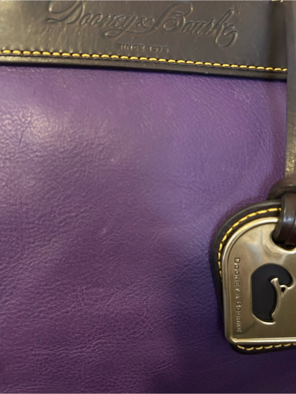 Dooney & Bourke Purple & Brown Leather Satchel 2 Way Bag - Picture 3 of 10